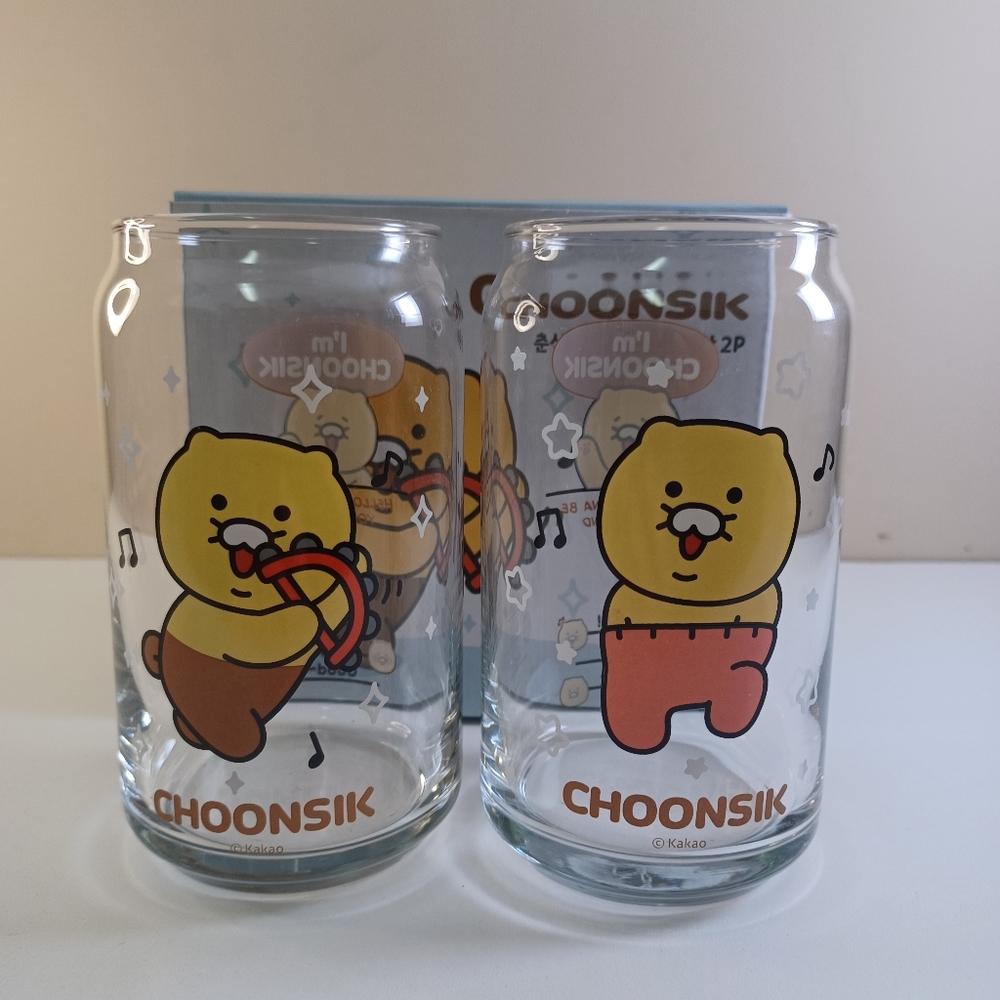 Kakao Friends Choonsik Soju Beer Glass Mug Lot of 2 Brand New In Box Korea
